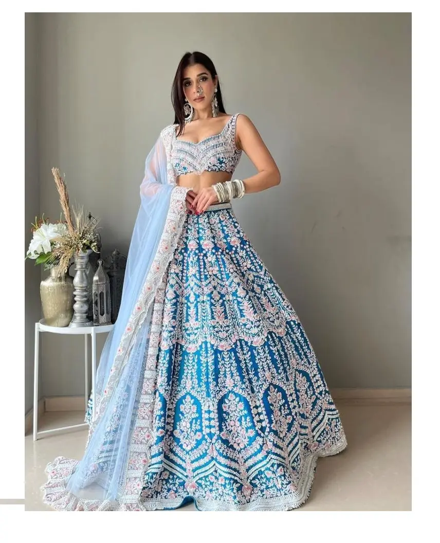 Cordding Werk Lehenga Choli Voor Dames Party Wear Fabrikant Rate Designer Partywear Zijde Chaniyacholi