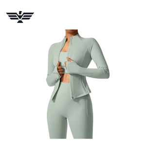 Conjunto Deportivo Transpirable para Mujer con Cierre Frontal y Logotipo, Chaqueta Deportiva Elástica y Leggings de Cintura Alta - Product Image 6