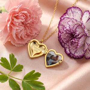 Jeulia Custom Engraved Infinity Heart Photo <b>Locket</b> with Birthstone Perfect Gift - Product Image 5