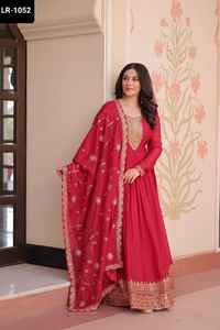 Vêtement Ethnique Indien Étoile Georgette avec Zari et Paillettes Brodé Travail Anarkali Fantaisie Robe avec Travail Lourd Dentelle Bordure Dupatta - Product Image 6