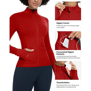 Veste de sport à fermeture éclair intégrale pour femme, haut léger et extensible, vêtements de yoga doux, entraînement confortable, mélange de nylon et de spandex - Product Image 2