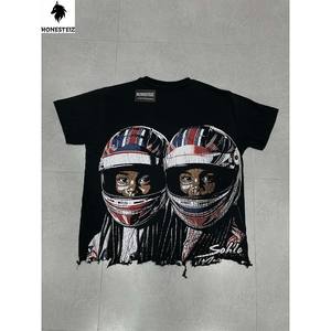 Venta al por mayor de algodón de gran tamaño suelta camiseta de peso pesado personalizado de espuma 3D Logo Puff imprimir hombres camisetas con diseños de marca - Product Image 2