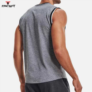 Popular diseño transpirable cómodo hombres camiseta sin mangas al por mayor precio bajo ropa de fitness gimnasio correr hombres camiseta sin mangas - Product Image 2