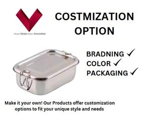 Fiambrera Rectangular de Acero Inoxidable sin BPA al por mayor, Caja Tiffin de Metal, Contenedor de Alimentos para Almuerzos y Picnics - Product Image 3