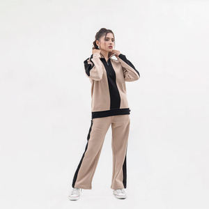 Survêtements Zip Top Survêtements Couleur Unie Marque Blank Zipper Hoodie pour Femmes Demi Zip - Product Image 1