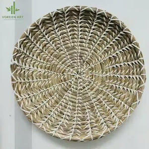 Cesta de pared contemporánea de algas marinas tejidas naturales Glam clásicas, cesta colgante plana, decoración de granja, decoración del hogar VGREENART - Product Image 4