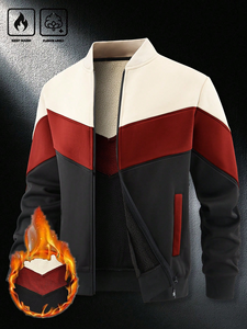 Blouson d'aviateur d'hiver personnalisé avec logo brodé en chenille Vestes universitaires en cuir véritable rose Colorblock pour hommes - Product Image 4