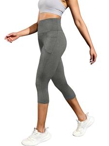 Pantalon capri taille haute pour femme matériau respirant contrôle du ventre pas de poches transparentes pour l'entraînement athlétique Push Gym Leggings - Product Image 6