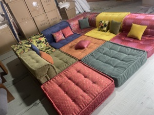 Disen Furniture Customizable Floor Multi Color Fabric Sectional Sofa Living Room Canape Roche Bobois Divano Mah Jong Sofa