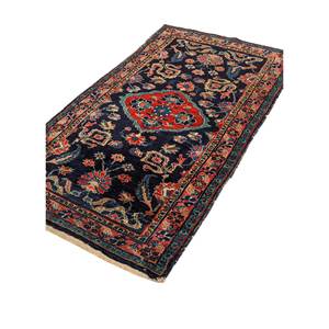 Alfombra de Lana Azul Anudada a Mano Aalam Paem-1546 para Entrada de Casa, Habitaciones Infantiles y Juveniles, con Diseño de Medallón, Rompecabezas, Rectángulo y Patrones Abstractos, Hecha a Mano - Product Image 2