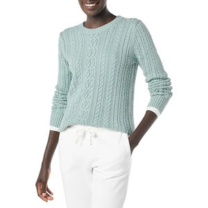 2025 automne hiver femmes à manches longues col rond pull pull hauts respirant côtelé tricot grande taille décontracté avant 100% coton - Product Image 3