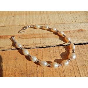 925 Sterling Silver Freshwater Pearl <b>Beaded</b> <b>Bracelet</b> June Birthstone Natural Pearl <b>Bracelet</b> - Product Image 5
