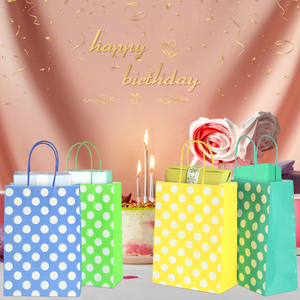 Bolsas de Regalo de Papel Kraft Marrón con Puntos de Colores, con Asas de Cordón, Ecológicas, Reciclables, Estilo Clásico para Regalos y Manualidades - Product Image 6