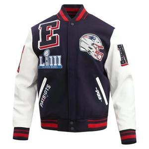 Veste universitaire en laine mélangée en gros, logo personnalisé brodé, veste de baseball, vêtement d'extérieur décontracté chaud, faible MOQ, expédition mondiale - Product Image 3