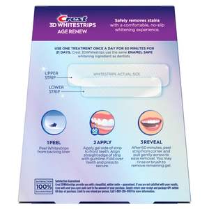 Crest 3D Whitestrips Age Renew – Kit de Blanqueamiento Dental, 21 Tratamientos, Cada Tratamiento con 1 Superior/1 Inferior, 42 Tiras - Product Image 6