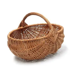 Cesta de bambu antigo de formato oval, cesta de bambu/rattan de madeira personalizada, fornecedor de cesta de armazenamento de frutas