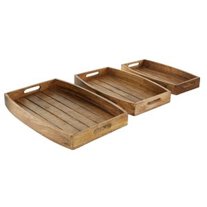 Plateau en bois rectangulaire décoratif fait à la main avec poignées Plateau de service personnalisable pour la décoration intérieure et la salle à manger - Product Image 1