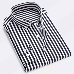 Premium Quality Men's Dress <b>Shirts</b> Double Breasted Business Style Slim Fit with Stand Collar Formal <b>Long</b> <b>Sleeve</b> Office Wear - Product Image 2
