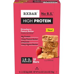 RXBAR High Protein <b>Bars</b>, Gluten Free, Protein <b>Snacks</b>, Strawberry Peanut Butter, 25.3oz Box (12 <b>Bars</b>) - Product Image 4