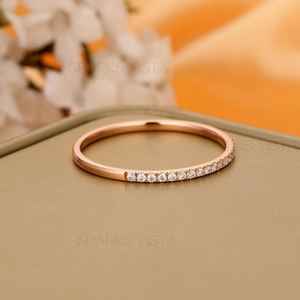 Customizable <b>Thin</b> Rose Gold Moissanite Eternity Band <b>Ring</b> Trendy 10K/14K/18K Gold Plated GIA Certified Lab Created Fashion <b>Rings</b> - Product Image 6