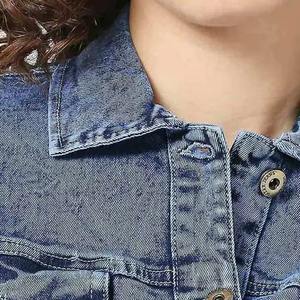 Wholesale Custom Embroidered Denim Jackets for Women Heavyweight , Breathable Manufacturer's Raw Processing - Product Image 6