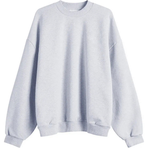 Sweat-shirt décontracté à col rond en coton 100% OEM personnalisé pour homme, gris uni, tissu doux, mélange de coton, épaules tombantes, mode décontractée - Product Image 1