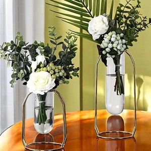 Florero de alambre negro Soporte de flores decorativo moderno y elegante Perfecto para la Mesa de la oficina en el hogar y la colección de regalos de la India - Product Image 3