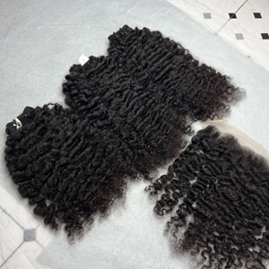 CDYHAIRVN Grade 10A Cheveux humains vierges bouclés birmans doublement étirés Vendeur en gros Paquets bruts avec dentelle HD Fermeture à lacet - Product Image 1