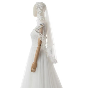 Two Layer <b>Embroidered</b> Lace Edge Bridal Veils Soft <b>Tulle</b> Lightweight Wedding Accessory for Bride Photoshoot Ceremony Fashion Wear - Product Image 5