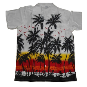 Camisas hawaianas estampadas de palmera para hombre, artículos de fiesta de playa de manga corta, nuevo diseño, suministro al por mayor, OEM, de la India - Product Image 1