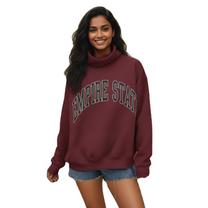 Pull en maille à col montant bleu foncé personnalisé pour femme, imprimé, coupe oversize, avec étiquette privée OEM Trackstar - Product Image 2