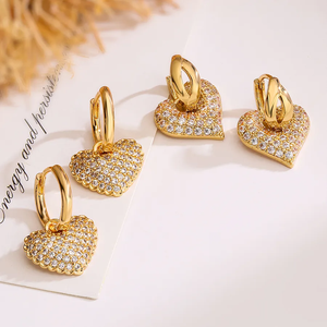 ต่างหูทรงหยดน้ำชุบทองคำขาว 18k ประดับเพชรซิคอนรูปหัวใจ สไตล์คลาสสิกเก๋ไก๋สำหรับผู้หญิงทันสมัย - Product Image 5