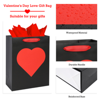 Hartvormige cadeauwinkeltasjes, medium formaat, met lintjes, van papier, voor Valentijnsdag, verjaardag, bruiloft & feest, gemaakt in China