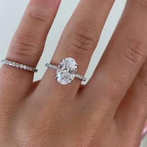 IGI Certified White Gold Engagement <b>Ring</b> with Oval <b>Diamond</b> & Pave Band <b>Diamond</b> <b>Rings</b> - Product Image 1