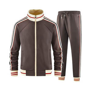 Conjunto de chándal con estampado liso y cremallera completa de talla grande para hombre, sudadera activa de manga larga, pantalones transpirables, ligeros, 2 piezas de entrenamiento - Product Image 1