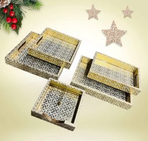 Customizable Wooden and Printed Serving Tray Platter with Enamel <b>at</b> Wholesale Rate by Indian Handicraft - Product Image 2