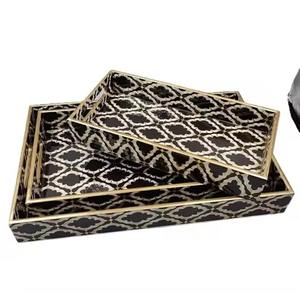 Bandejas de Madera con Diseño Clásico Estampado para Mesa, Tocador y Eventos en el Hogar, Bandejas Decorativas de Diseño para Cocina - Product Image 3