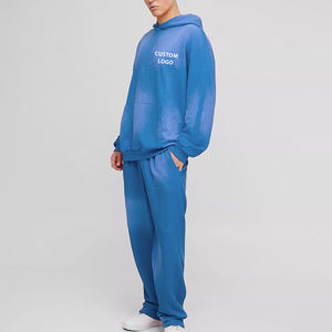 Ensemble de survêtements unisexes en molleton gris 350 g/m² coupe ample pour homme, avec logo personnalisé imprimé en mousse, pour l'hiver – Hoodies et pantalons de survêtement oversize - Product Image 5