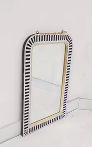 Miroir mural de salle de bain décoratif fait à la main personnalisé style rustique incrustation d'os meilleure qualité par artisanat en croissant - Product Image 6