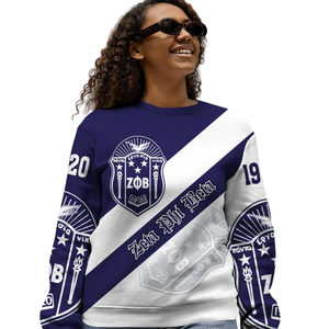 Sweat-shirt à col rond Zeta Phi Beta 1920 pour femmes, sororité grecque, haut en polaire bleu brodé - Product Image 5