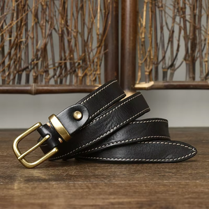Ceinture en cuir personnalisée faite à la main nouvelle arrivée pour l'extérieur meilleure qualité couleur unie style vintage boucle ardillon en cuivre pour hommes - Product Image 5