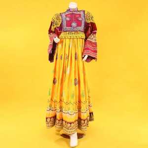 ชุดเดรส kuchi afghan งานทำมือผ้าฝ้ายทรงเอไลน์ยาวถึงพื้นพร้อมเทคนิคการปักลายผ้าย้อมสีเรียบ - Product Image 5