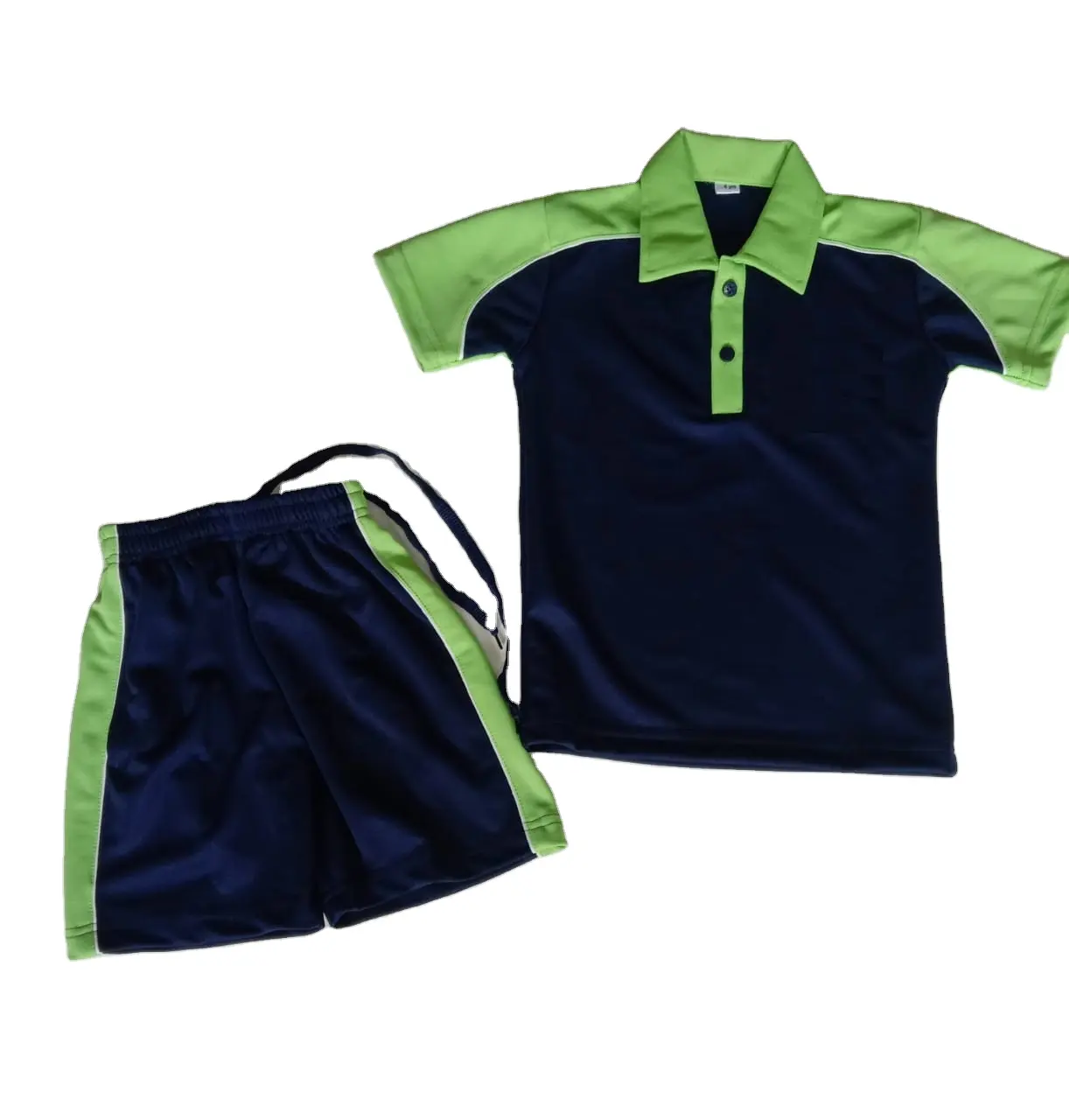 Bestseller Sportuniform Kurzarm gestrickt Polo-T-Shirt und Shorts Set für Grundschule-Jungen