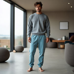 กางเกงวอร์มมีสายรัดเอวสองชั้นสำหรับผู้ชายกางเกงวอร์มแนวสตรีทแวร์น้ำหนักปานกลางมีเชือกรูดสองเส้นสำหรับผู้ชาย - Product Image 4