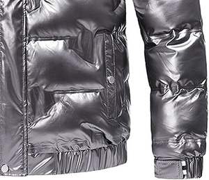 OEM personnalisé, veste en toile à bulles coupe-vent en polyester, bouffant, logo brillant à l'avant, parka matelassée à fermeture éclair pour hommes, imperméable et respirant - Product Image 3