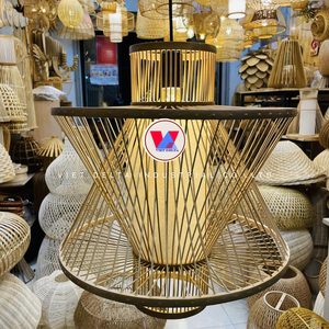 โคมไฟไม้ไผ่และหวายทำด้วยมือ/วัสดุธรรมชาติ/พร้อมติดตั้งสำหรับไฟตกแต่งบ้าน - Product Image 2