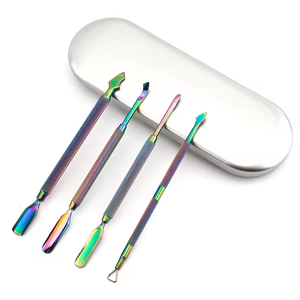Dissolvant de vernis à ongles de différentes couleurs, outils de beauté pour cuticules, pousse-cuticules en acier inoxydable, pousse-cuticules professionnel argenté - Product Image 1