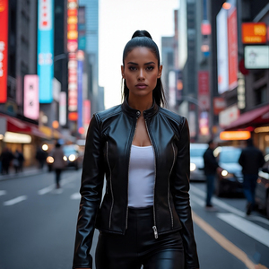 Chaqueta de motorista con cremallera de piel de oveja auténtica de invierno para Mujer | Prendas de abrigo informales para mujer con relleno de algodón transpirable a prueba de viento - Product Image 3