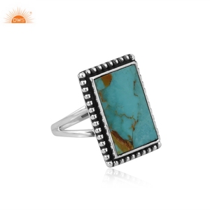 แหวนพลอยเทอร์ควอยส์คิงแมนจากธรรมชาติสีเงินสเตอร์ลิง925ที่ดูน่าตื่นตาตื่นใจสำหรับงานปาร์ตี้เครื่องประดับในโอกาสต่างๆ - Product Image 4