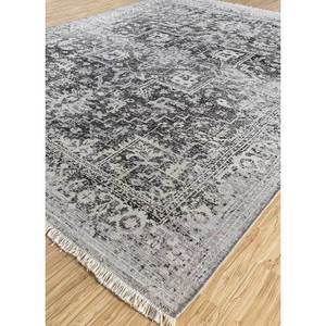 Tapis en laine afghane noué à la main gris et noir Viscaya, motif médaillon, 9x12, tapis de salon pour adolescents, pour la décoration de la maison - Product Image 2